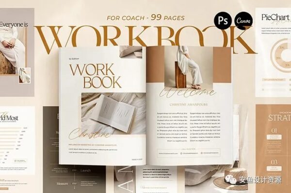 99页workbook时尚排版画册排版PSD设计（包含字体安装包）-第676期-