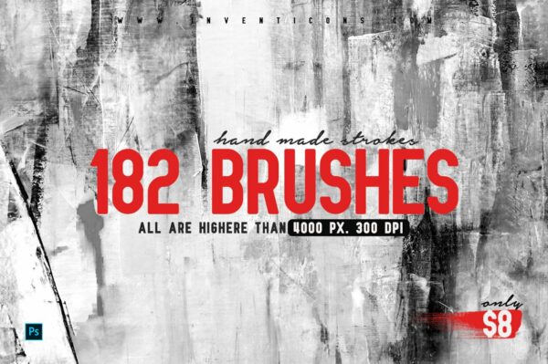 182款潮流手写毛笔笔触绘画效果PS笔刷素材 ScaryClown – 182 Hand Made Brushes-第735期-
