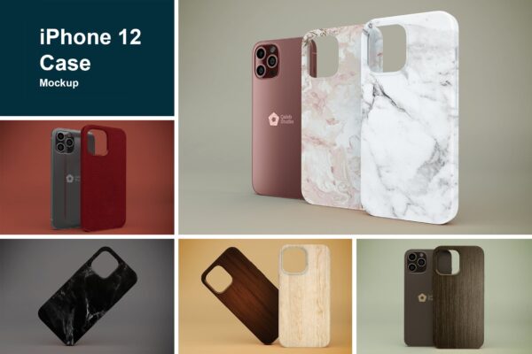 5款苹果iPhone 12手机壳设计展示贴图样机 iPhone 12 Case Mockup-第937期-