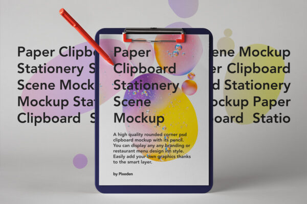 优雅办公餐厅菜单剪贴板设计PSD样机模板 Paper Clipboard Psd Mockup Scene-第802期-