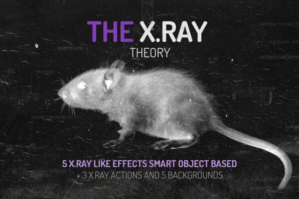 5款潮流黑白X光射线图片处理滤镜特效PS动作模板素材 The X.RAY Theory-第823期-