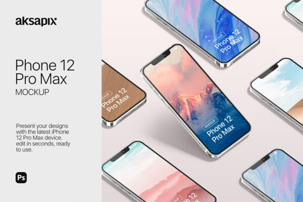 20款时尚苹果iPhone 12 Pro手机APP应用设计屏幕演示样机模板 iPhone 12 Pro Max Mockup-第937期-