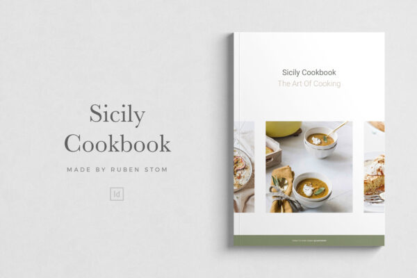 简约欧美风食谱菜单Indd画册模板 Sicily Cookbook