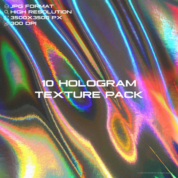 【免费】高质量全息渐变彩虹镭射背景纹理素材免费下载 X10 Hologram Texture Pack-free1-
