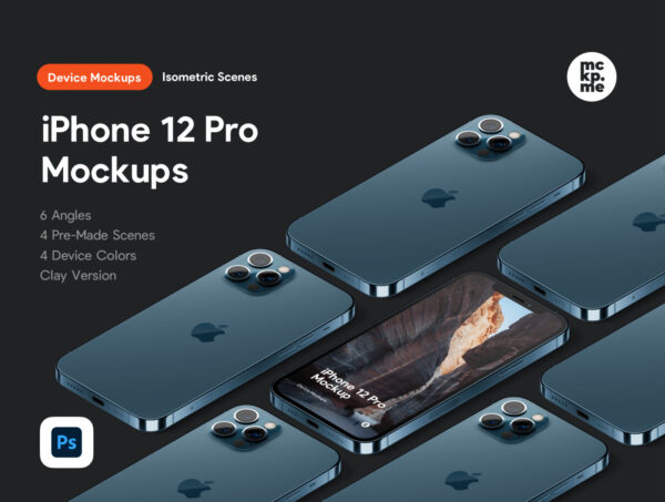 时尚等距苹果iPhone 12 Pro手机软件APP界面设计展示样机合集 iPhone 12 Pro Isometric Pack-第937期-