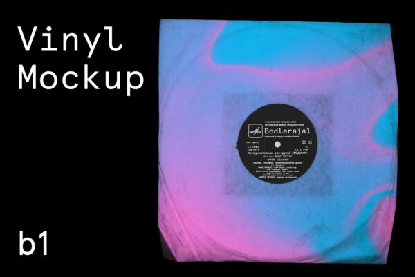潮流黑胶唱片CD包装袋设计展示贴图样机模板素材 Vinyl Album Record Mockup-第842期-
