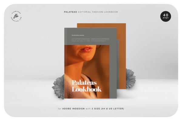 极简女性服装设计作品集排版INDD画册模板 Palateas Editorial Fashion Lookbook-第897期-