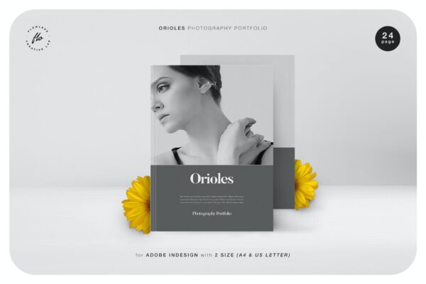 24页时尚摄影作品集杂志画册图文排版设计INDD模板 Orioles Photography Portfolio-第897期-