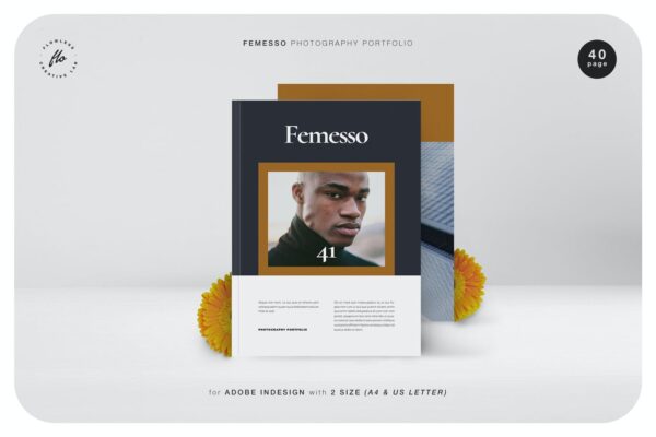 简约摄影作品集排版画册设计INDD模板素材 Femesso Photography Portfolio -第897期-