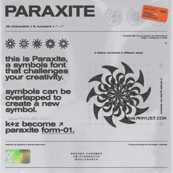 30多种抽象装饰符号图形字体下载 Paraxite Font-第812期-