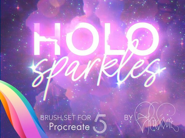 多彩闪光梦幻艺术效果Procreate笔刷素材套装 Holo Sparkles Brush Set-第824期-