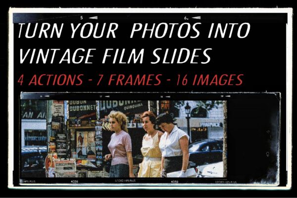复古老式胶片胶卷边框图层叠加样机照片处理动作模板 Vintage Film Photo Mockup Bundle-第881期-