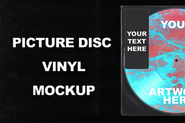 潮流复古音乐专辑CD光盘塑料包装袋设计样机PS素材 Picture Disc Vinyl MockUp-第1113期-