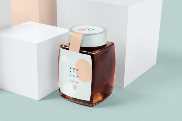 6款精美蜂蜜玻璃罐标签设计贴图样机PSD模板 Honey Jar Mockups-第944期-