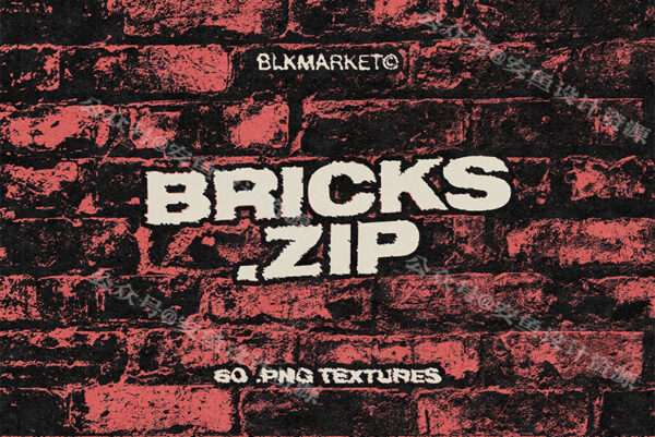 60款潮流复古粗糙做旧砖墙纹理平面海报设计背景PNG图片素材 Blkmarket – Bricks.zip-第950期-