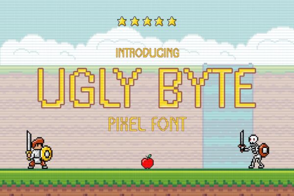 复古海报游戏徽标logo设计装饰性像素英文字体 Ugly Byte – Pixel Font