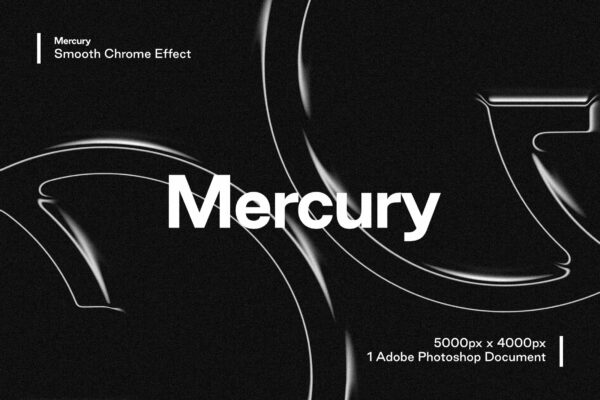 潮流金属质感镀铬3D立体字效果标题Logo商标PS样式模板素材 Mercury – Smooth Chrome Effect-第941期-