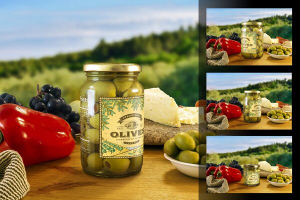 食品罐头玻璃罐标签设计展示贴图样机 Stuffed Green Olives Jar Mockup-第944期-