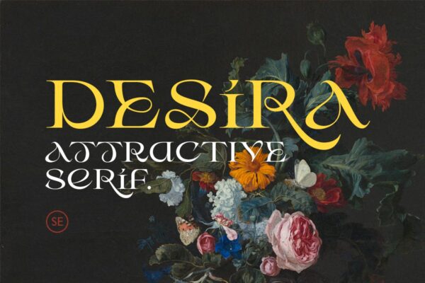 现代优雅杂志海报徽标logo设计衬线英文字体 Desira – Attractive Serif-第1649期-