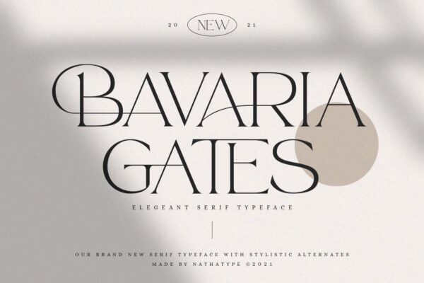 现代海报品牌徽标logo设计衬线英文字体 Bavaria Gates-第1649期-