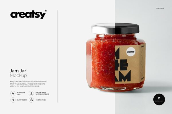 果子酱玻璃瓶包装样机 Jam Jar Mockups-第944期-