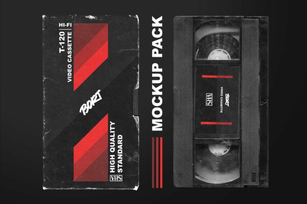 复古做旧盒式VHS录像磁带设计展示Ps智能贴图样机模板 -第1113期-