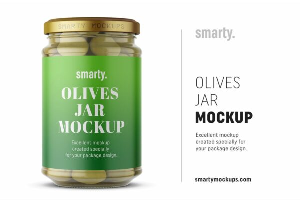 橄榄果罐头玻璃瓶外观设计样机模板 Olives Jar Mockup-第944期-