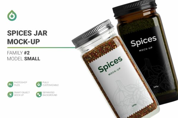 厨房香料玻璃瓶设计展示样机 Spices Jar Mockup-第944期-