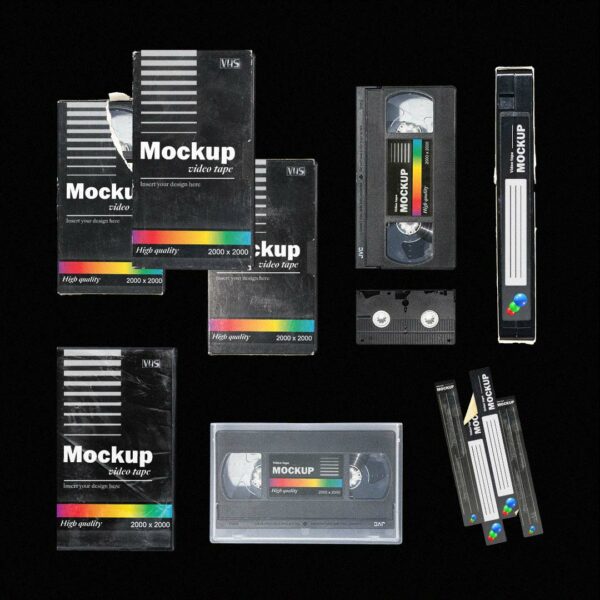 多角度做旧复古磁带纸盒设计展示样机合集 VHS Tape Mockup Pack-第1113期