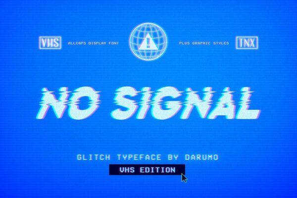 80年代蒸汽波电视信号故障艺术英文装饰字体 No Signal Font-第1725期-