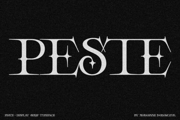 中世纪英雄主义锐利边缘优雅曲线英文衬线字体 Peste – Display Serif Font-第1725期-