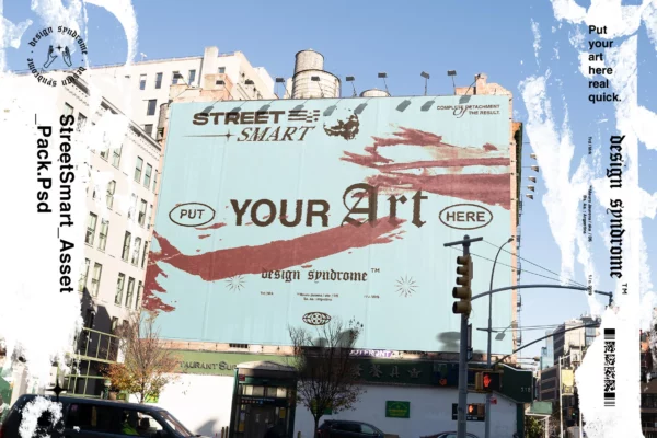 潮流城市户外街头商场楼体喷绘海报广告牌设计Ps智能贴图样机模板-第1727期-