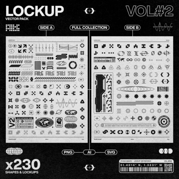 230款时尚潮流现代艺术几何赛博朋克Logo图形AI矢量设计素材 Studio Innate – Lockup Vector Pack Vol.2-第977期-