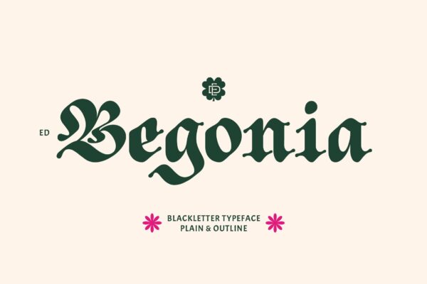 潮流现代酸性哥特海报杂志标题装饰英文字体设计素材ED Begonia Modern -第1760期-