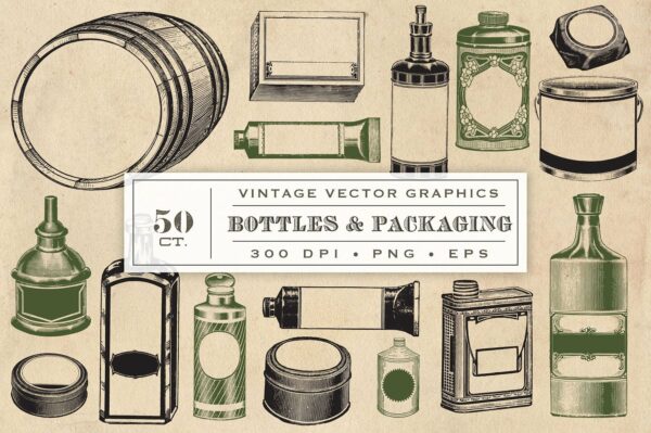 古董瓶图案Vintage Bottles -amp; Packaging Graphics -第1795期-