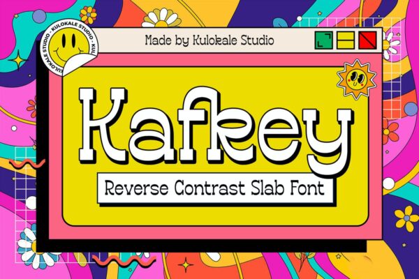 复古品牌包装标题设计衬线英文字体 Kafkey – Retro Display Slab Serif Font-第1814期-