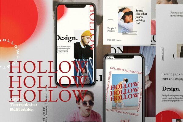 时尚服装品牌营销推广社交媒体设计素材模板 HOLLOW – Social Media Template-第1804期-