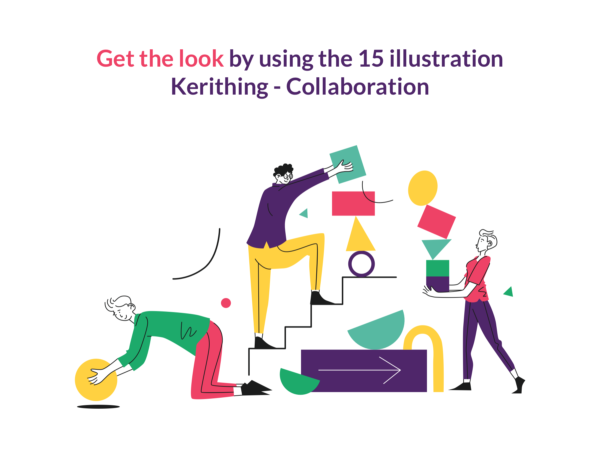 团队合作与协作矢量人物插画插图 – Kerithing -第1363期-