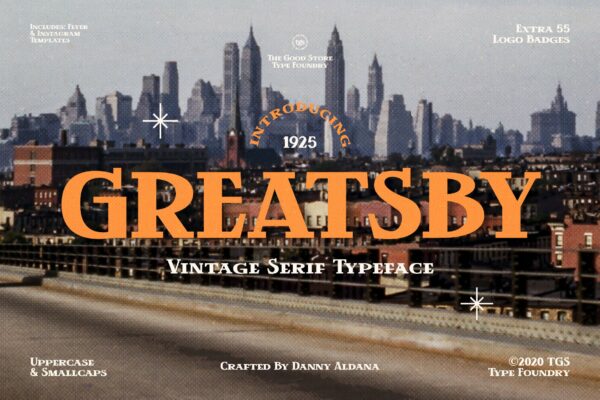 时尚复古封面标题徽标Logo衬线英文字体设计素材 Greatsby – The Good Store-第963期-