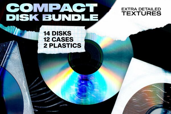 30款复古镭射CD光盘唱片塑料包装元素和包装样机-第1758期-