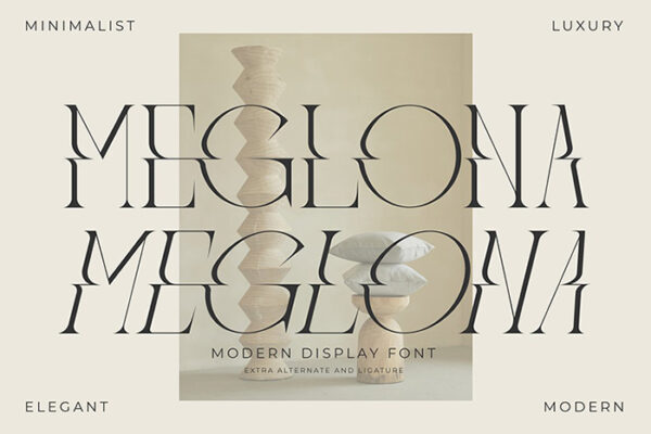 优雅轻奢酸性海报画册杂志Logo标题衬线英文字体素材Meglona Modern -第1760期-