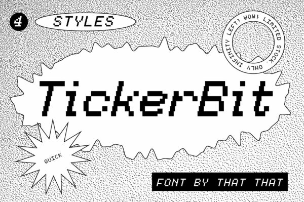 潮流现代复古像素风格Logo标题无衬线英文字体素材Tickerbit Pixel Font-第1900期-