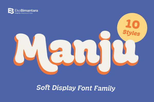 10款复古柔软海报画册Logo标题装饰英文字体设计素材Manju Family-第1940期-