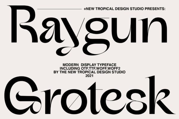 潮流现代时尚复古平滑尖锐酸性逆反差英文字体素材Raygun-第1975期-