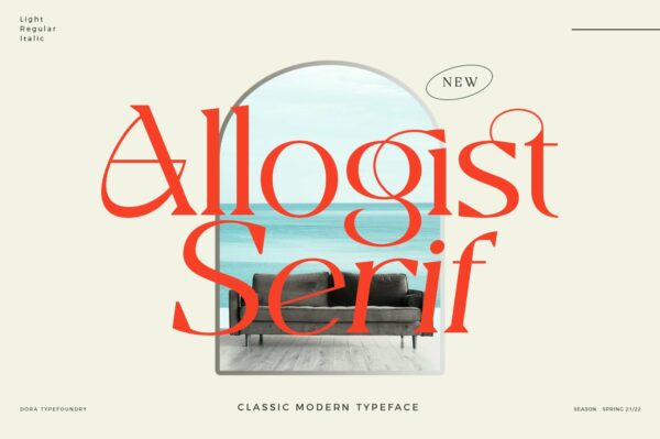 现代经典奢华杂志标题品牌徽标Logo设计衬线英文字体 Allogist Font-第1878期-