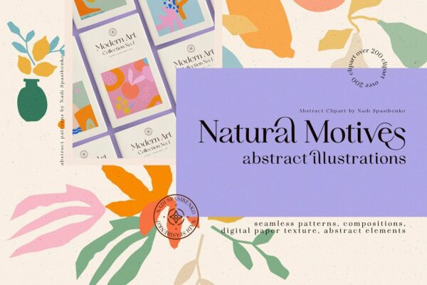 可爱儿童花卉几何图形装饰抽象图案素材合辑 Natural Motives || Abstract Set