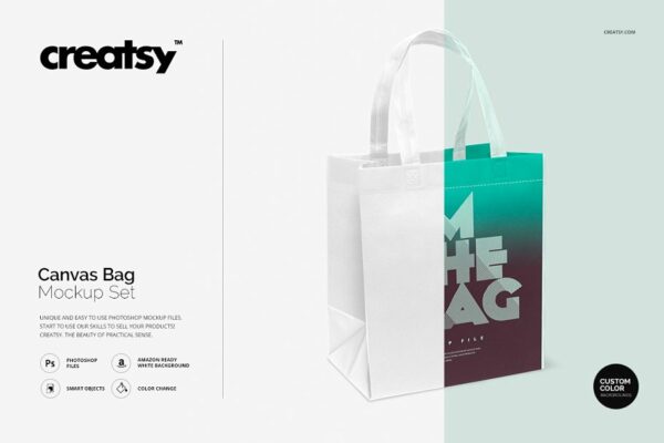 手提袋模拟PS效果图展示VI提案样机Canvas bag template -第1232期-