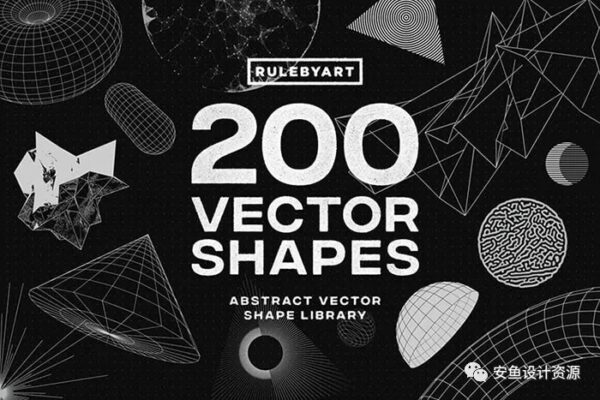 200款潮流抽象几何形状矢量艺术装饰图形设计套件200 Vector Shapes -第1429期-