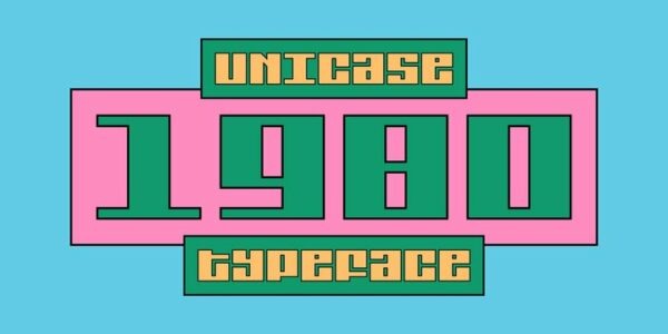 复古80年代方形几何标题Logo设计无衬线英文字体家族 SK 1980 Unicase Font Family-第1878期-