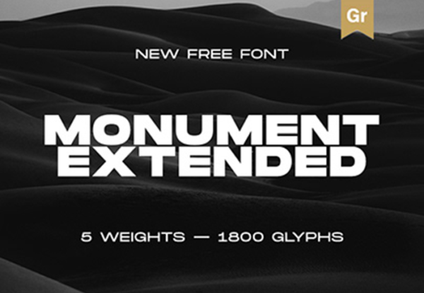 现代时尚平面海报杂志画册文字无衬线英文字体素材 Monument Extended Font Family